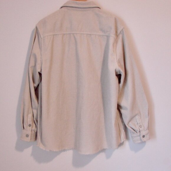 Zara Cream Beige Corduroy Shirt Jacket Relaxed Fit Snap Front Size XL - Picture 12 of 15